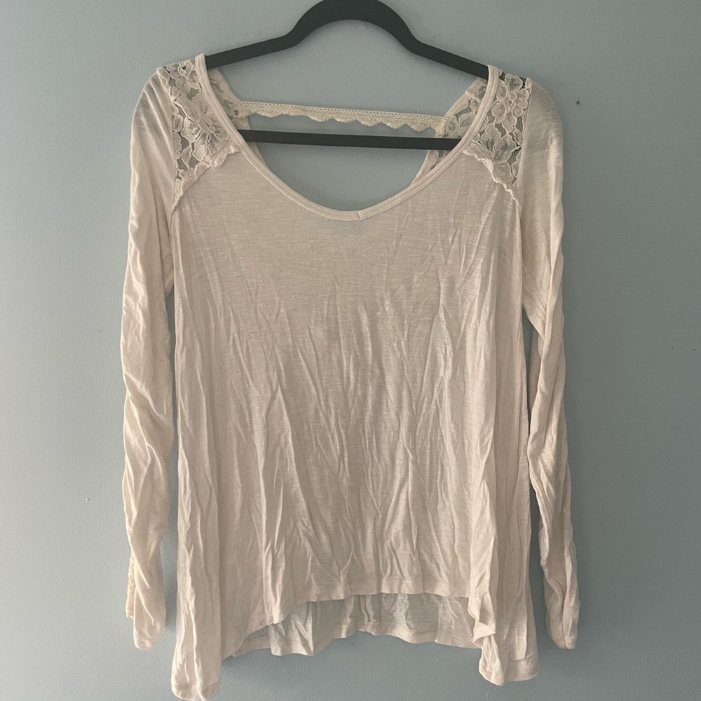 Lace detailed, Abercrombie & Fitch White top